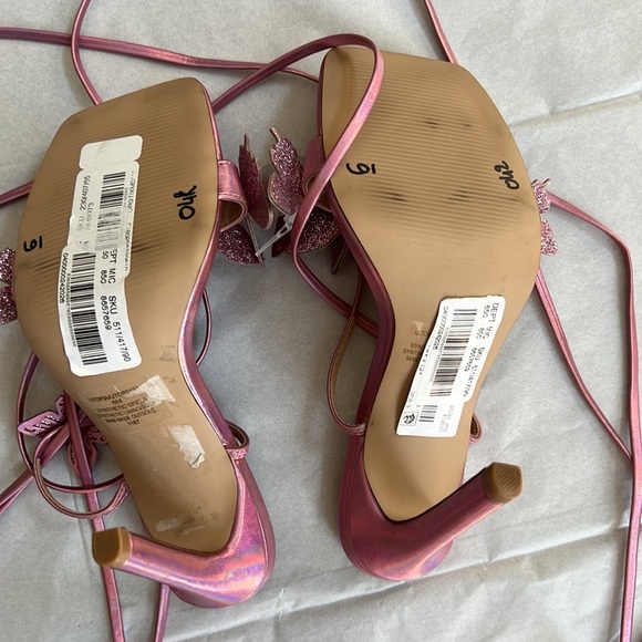 Steve madden Utopia Metallic Butterfly Embellished Ankle Wrap Dress Sandals - Picture 9 of 13